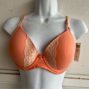 Soma Embraceable Full Coverage Lace Trim Lined Underwire Bra Peach 34D New Tags